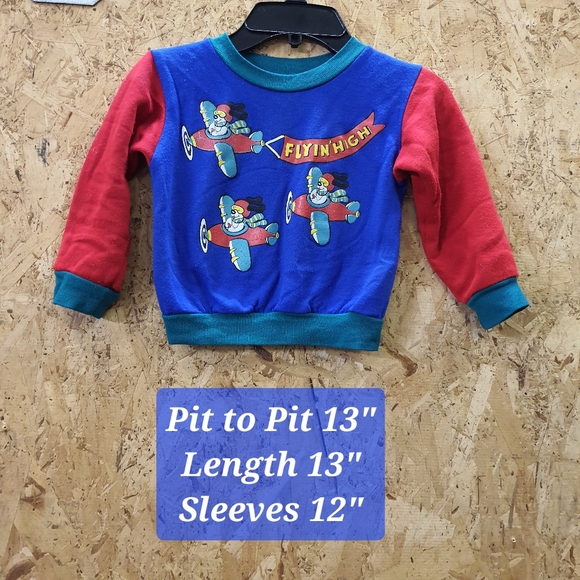 Vintage Kid Connection 90s Kids 2T Pull Over Sweater Airplanes Dogs "Flyin High" - Picture 1 of 3